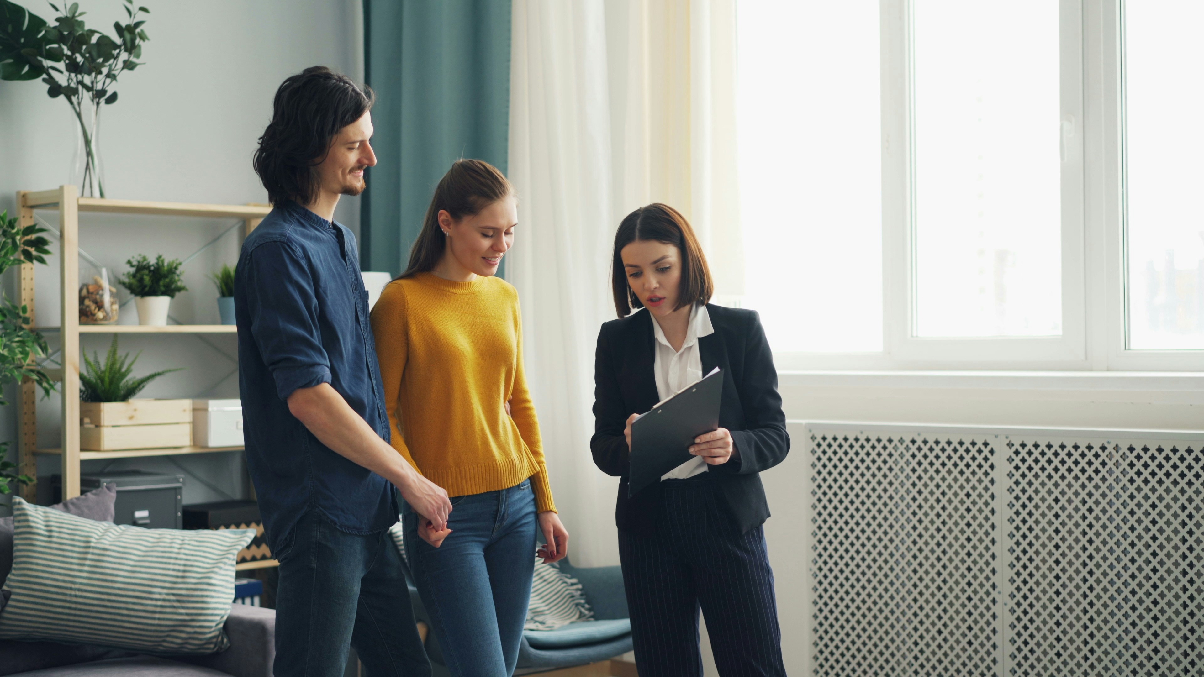 Leasing agent showing apartment